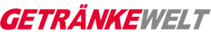 Das Logo von GetränkeWelt in kräftigen roten und grauen Buchstaben, das die Marke klar und einprägsam präsentiert.
