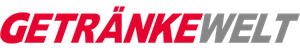 Das Logo von GetränkeWelt in kräftigen roten und grauen Buchstaben, das die Marke klar und einprägsam präsentiert.